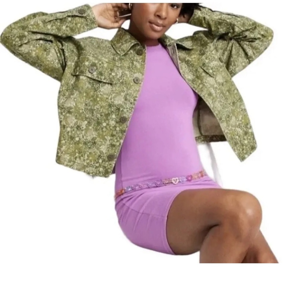 WILD FABLE GREEN FLORAL JEAN JACKET